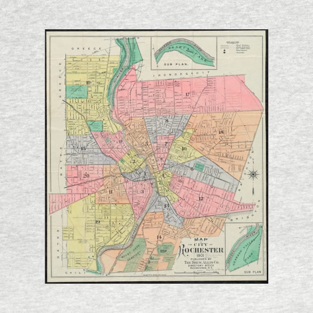 Vintage Map of Rochester NY (1901) by Bravuramedia